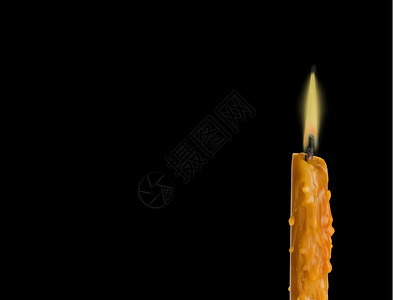在黑色背景上关闭蜡烛滴水融化浪漫图片