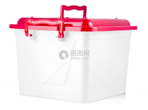 白色背景上有红盖白色商品盒图片