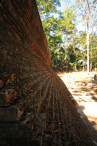 旅游寺庙的旧砖墙亚洲考古学图片