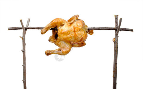 家禽饮食烤串上的炸鸡烧图片