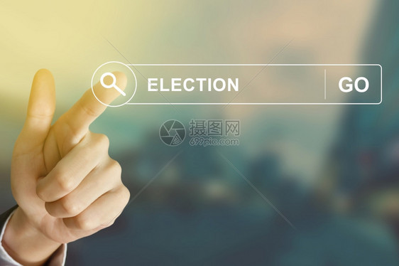 政治的国民在带有前置样式效果的搜索工具栏上点击选举按钮并此选项民图片