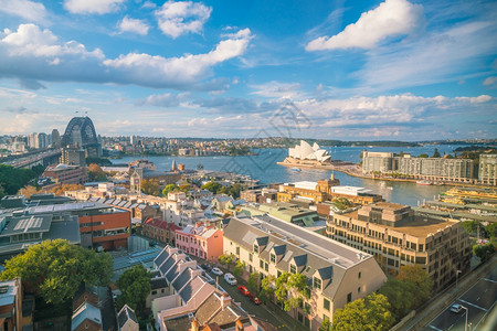 城市从顶部看澳大利亚悉尼市中心的天际线景观目地图片