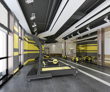 活动3D提供现代黄体操和健身木头房间图片