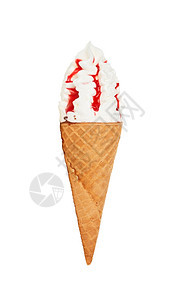 与锥形隔绝的草莓冰淇淋目樱桃乳制品图片
