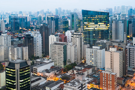 高楼巴西南美洲黄昏圣保罗全景观巴西南美天线建造图片