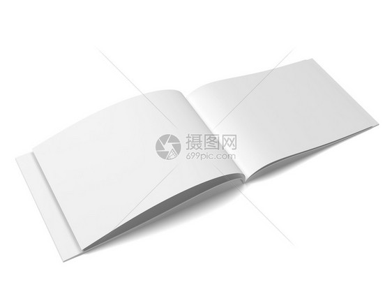 教科书内容床单以白色背景孤立的公开杂志或小册子3d插图图片