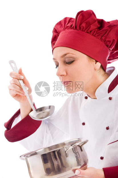 煮熟的女厨师与大锅的相片艺术美食厨房图片