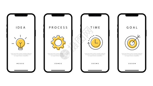 智能电话概念过程时间和目的企业逐步计划说明内容的插图设计程序时间和目的象征收入有创造力的图片