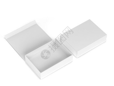 盒子白色背景上孤立的空白磁盒套件3d插图小样长方形图片