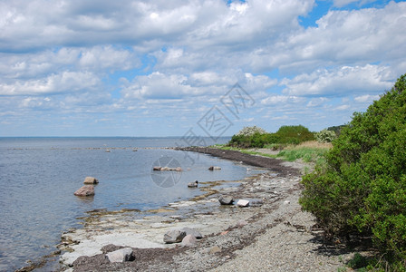场景宁静地平线波罗的海板岩石岸线上的瑞典群岛奥兰德平坦的面岩石海岸线图片
