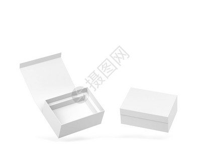 包裹零售白色背景上孤立的磁盒3d放大图示空白包装模型店铺图片