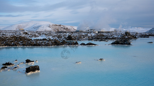 生物圈格林达维克泻湖欧洲冰岛冬季Grindavik附近蓝环礁的全景冰河欧洲图片