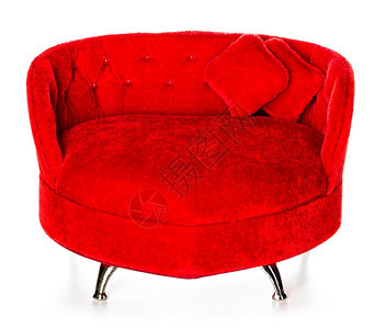 奢华软垫白色背景上孤立的红沙发活图片
