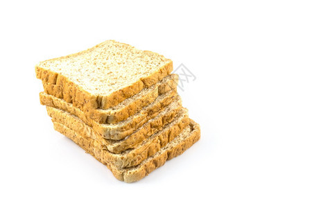 面包店食物堆叠的白底全小麦切片面包图片