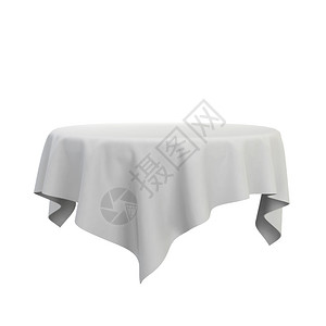 晚餐白色背景上孤立的空白桌布3d插图丝绸覆盖图片