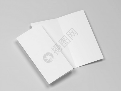 空白的邀请营销灰色背景白双面小册子模拟3d插图图片