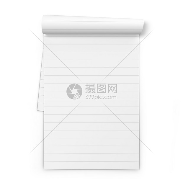 床单复制白色背景上孤立的空白笔记本3d插图覆盖图片