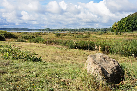 乡村的草俄罗斯普希金基耶戈里保护区彼得罗夫斯科耶村附近彼得罗夫斯科耶库恰内湖的景色亚历山大图片