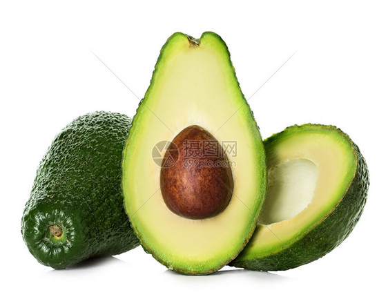 自然Avocado孤立在白色背景上水果营养图片