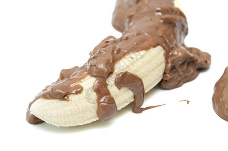 素食主义者横幅白色背景上带有巧克力的香蕉白色图片