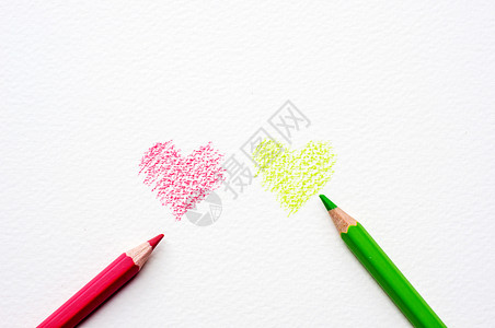 彩色铅笔绘画爱心背景图片
