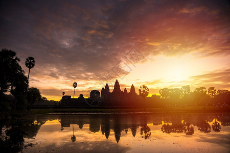 天空柬埔寨暹粒安哥尔Wat日出克里希纳建筑学图片