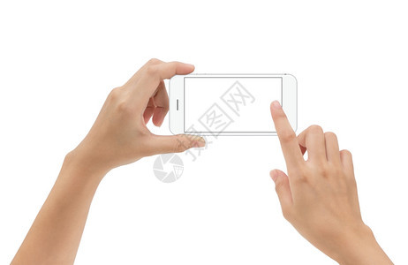 黑色的细胞应用程序手持机移动电话和触摸屏幕在白色背景的手上隔离持机和用白色孤立的触摸屏幕图片