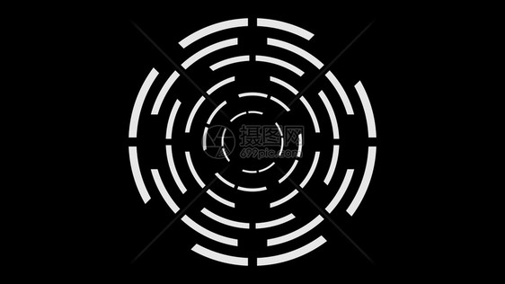 隧道打印圆形的3d使旋转白环在黑色背景上洞图片