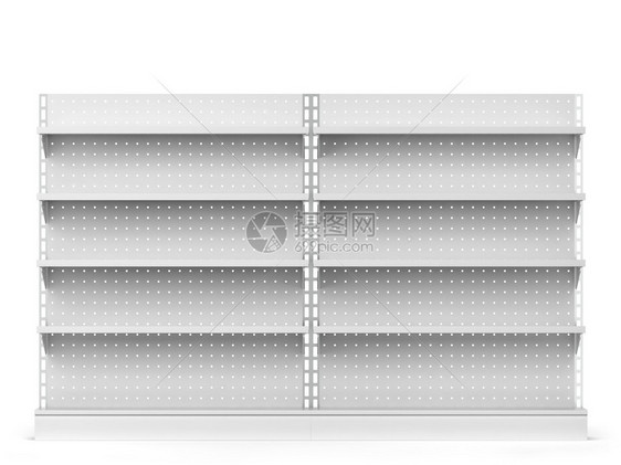 空白的介绍清除市场架模拟3d插图在白背景上孤立图片