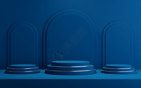 嘲笑3d模拟用于产品展示的讲台蓝背景3d投影的d背景金属蓝色图片