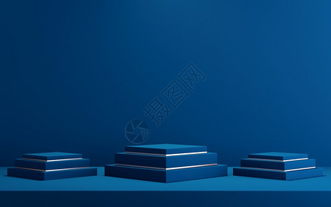 空白的绿色抽象3d模拟用于产品展示的讲台蓝背景3d投影的d背景图片