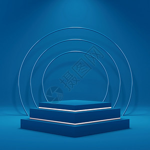 剧院站立3d模拟用于产品展示的讲台蓝背景3d投影的d背景平台图片