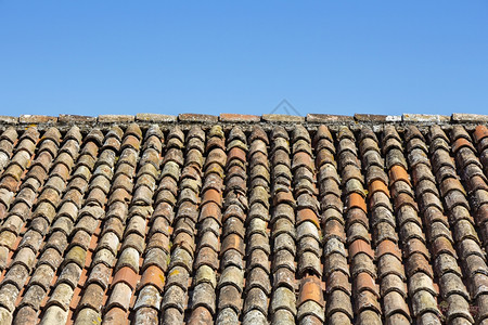 材料红色的作为纹理背景地中海房屋传统老旧顶瓦瓷砖家图片