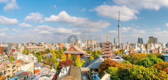 游客宗教从日本东京浅草区最顶端看森素次寺庙场景图片