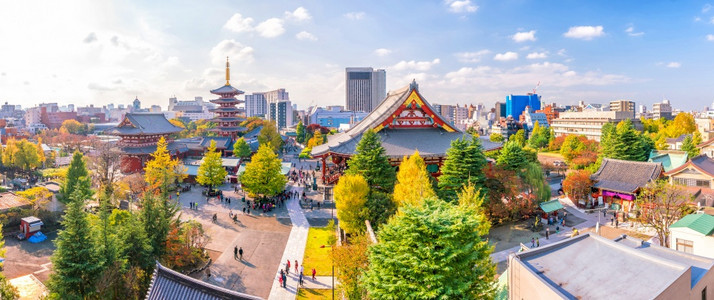 吸引力门从日本东京浅草区最顶端看森素次寺庙建造图片