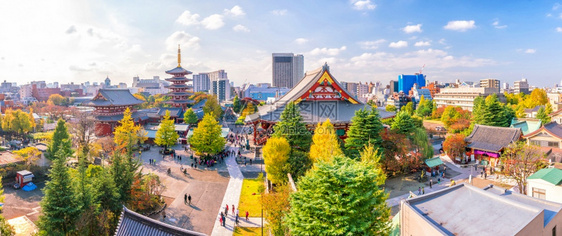 吸引力门从日本东京浅草区最顶端看森素次寺庙建造图片