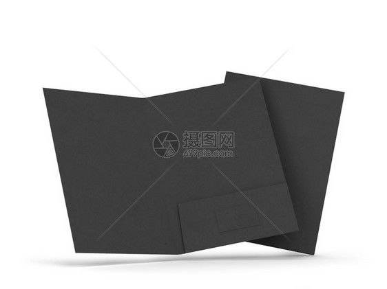 空白文件夹带有商业名卡模型3d插图孤立于白色背景嘲笑纸盒图片