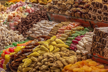 美丽的芯片市场中很多不同的甜食横向观点异国情调图片