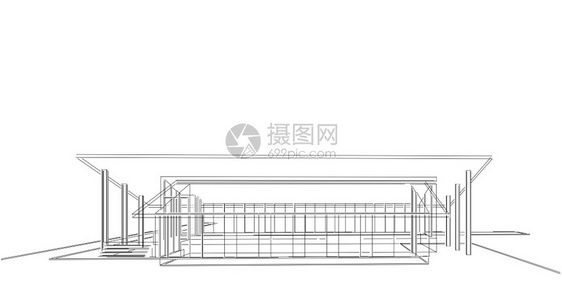 建筑师3D插图现代城市建筑抽象背景设计建筑背景插图透视线项目财产图片