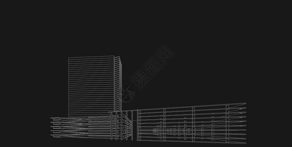 建筑3D插图现代城市建筑抽象背景设计建筑背景插图透视线阴凉处几何的建筑师图片