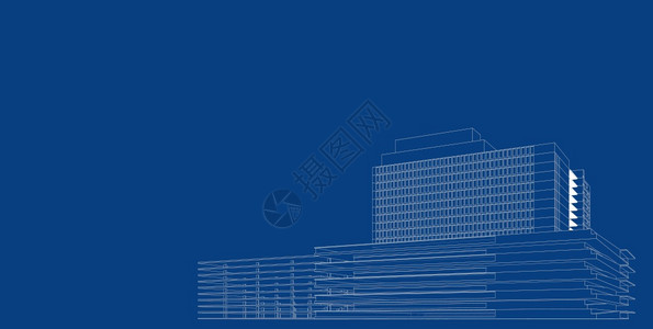 建筑学3D插图现代城市建筑抽象背景设计建筑背景插图透视线的阴影图片