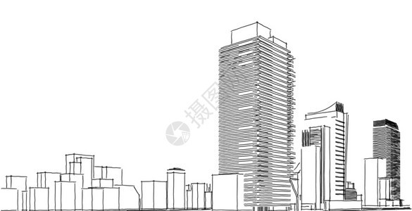 外部的建筑3d图解现代城市建筑抽象背景设计3D图解架构建设透视直线三维图解建筑结构几何的图片