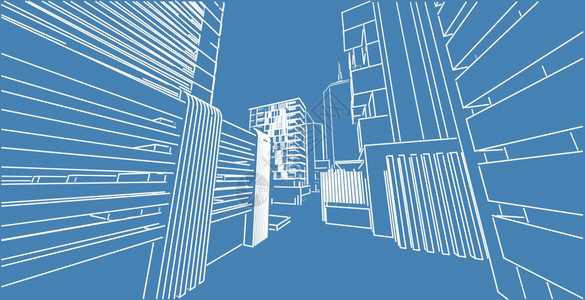 玻璃几何的3d图解现代城市建筑抽象背景设计3D图解架构建设透视直线三维图解建筑结构路口图片