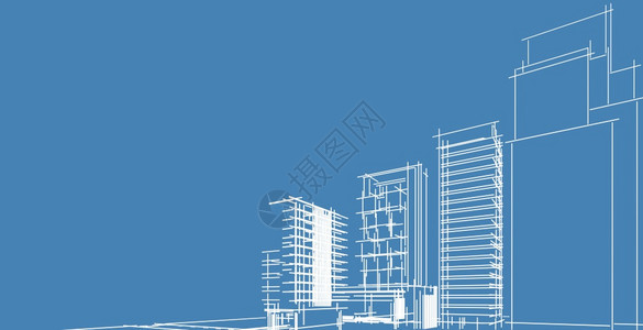 3d图解现代城市建筑抽象背景设计3D图解架构建设透视直线三维图解建筑结构公寓插图路口图片