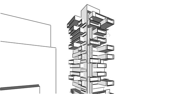 阴影家3d图解现代城市建筑抽象背景设计3d图解架构建设透视直线三维