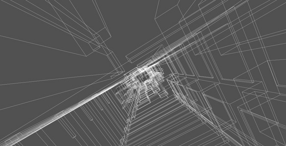 3d图解现代城市建筑抽象背景设计3D图解架构建设透视直线三维图解建筑结构师路口正面图片