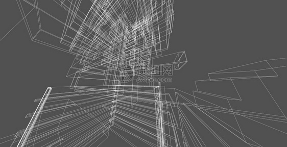 家城市的3d图解现代城市建筑抽象背景设计3D图解架构建设透视直线三维图解建筑结构工程图片