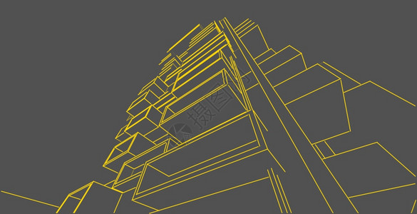 3d图解现代城市建筑抽象背景设计3D图解架构建设透视直线三维图解建筑结构屋造抽象的图片