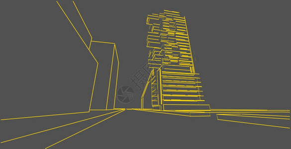 阴凉处建筑学3d图解现代城市建筑抽象背景设计3D图解架构建设透视直线三维图解建筑结构城市景观图片
