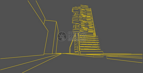 阴凉处建筑学3d图解现代城市建筑抽象背景设计3D图解架构建设透视直线三维图解建筑结构城市景观图片